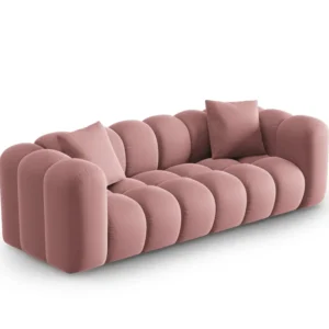Sofa sametová 3-osobová HALLEY růžová