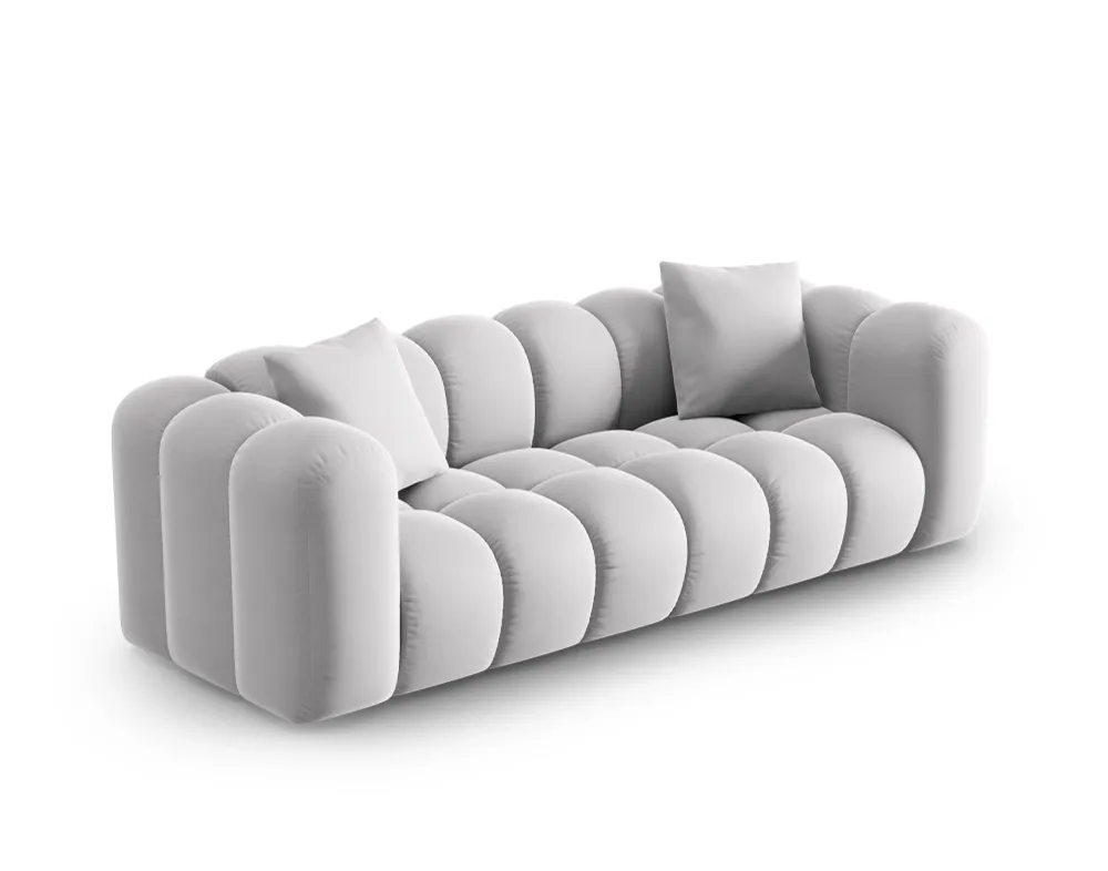 Sofa sametová 3-osobová HALLEY stříbrná