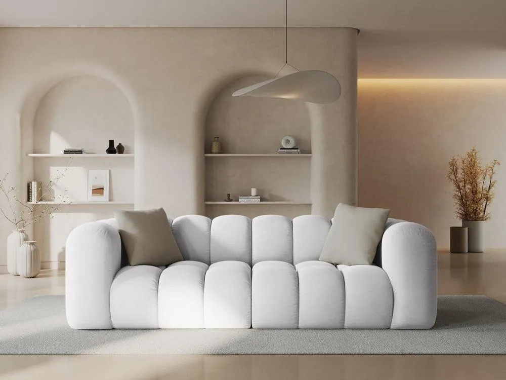 Sofa sametová 3-osobová HALLEY stříbrná