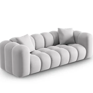 Sofa sametová 3-osobová HALLEY stříbrná