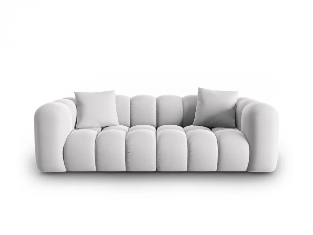 Sofa sametová 3-osobová HALLEY stříbrná