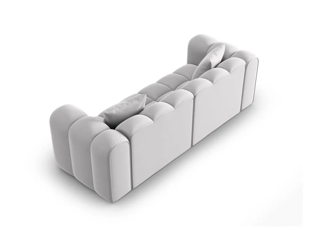 Sofa sametová 3-osobová HALLEY stříbrná