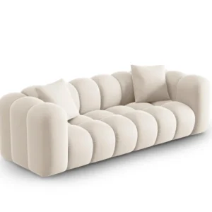 Sofa sametová 3-osobová HALLEY světle béžová
