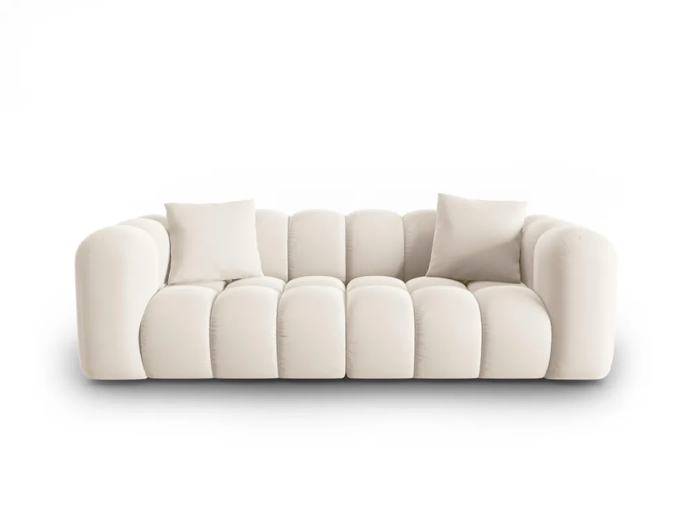 Sofa sametová 3-osobová HALLEY světle béžová