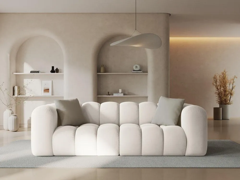 Sofa sametová 3-osobová HALLEY světle béžová