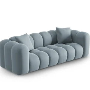Sofa sametová 3-osobová HALLEY světle modrá