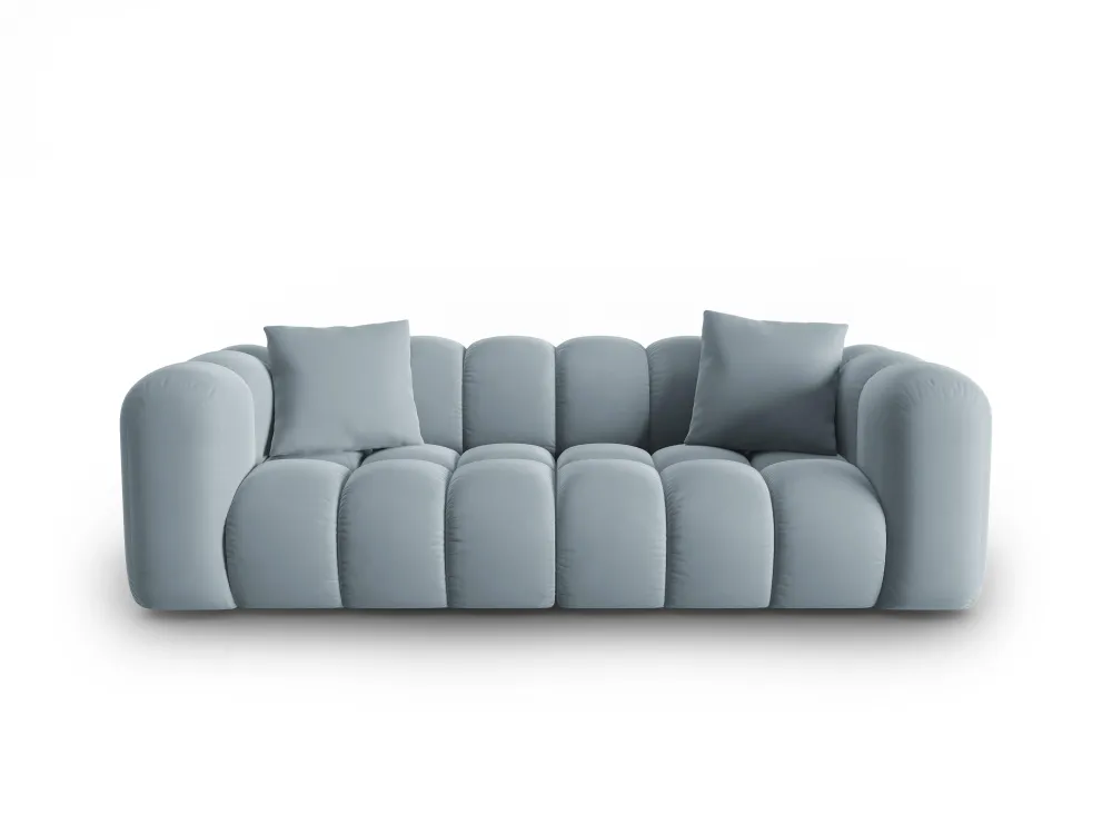 Sofa sametová 3-osobová HALLEY světle modrá