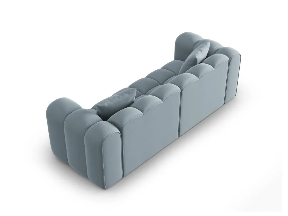 Sofa sametová 3-osobová HALLEY světle modrá