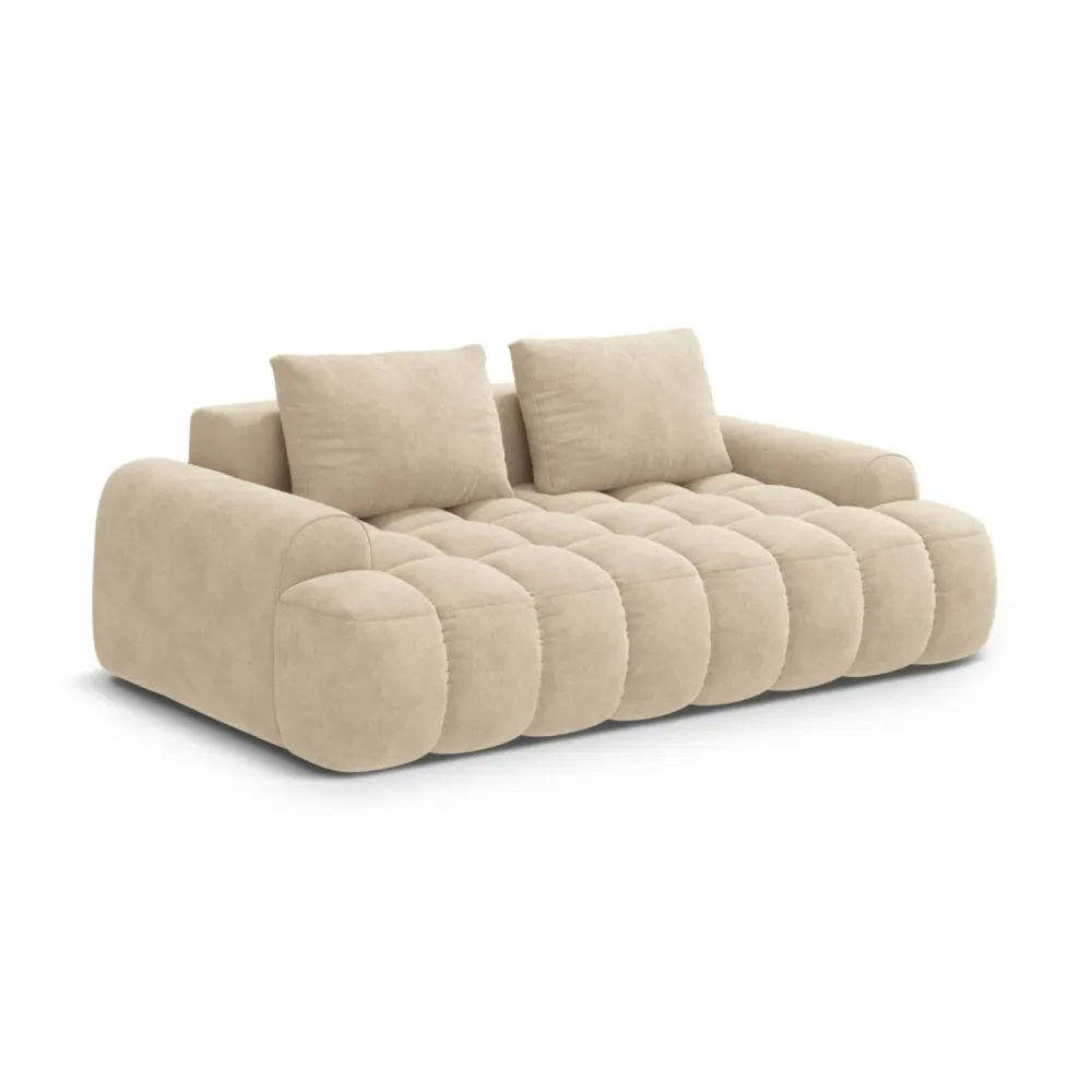 Sofa sametová 3-osobová LINZ světle béžová