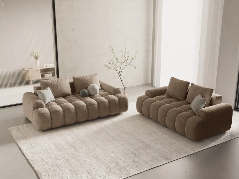 Sofa sametová 3-osobová LINZ tmavě béžová
