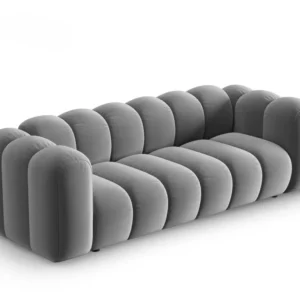 Sofa sametová 3-osobová LUPINE šedá