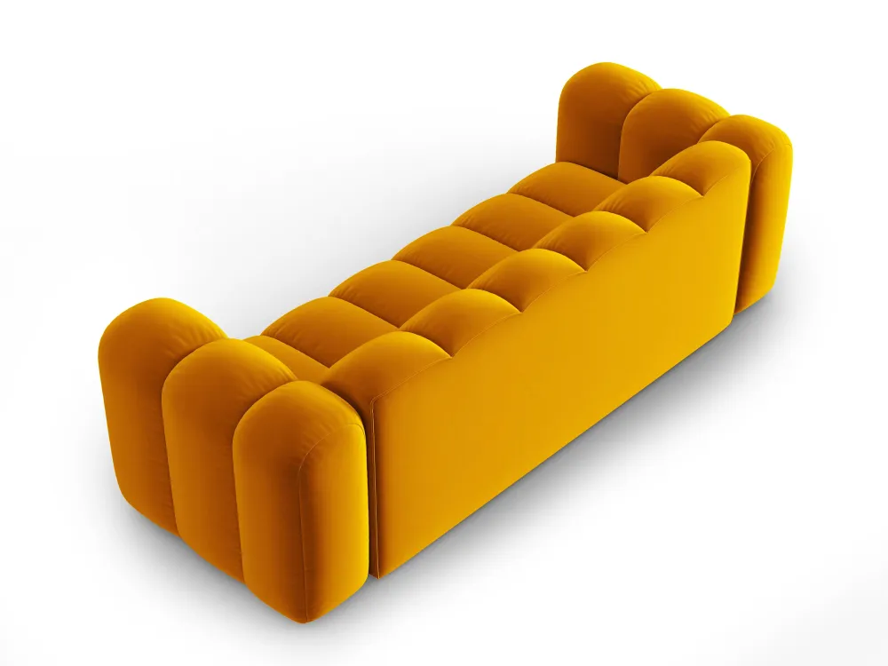Sofa sametová 3-osobová LUPINE hořčicová