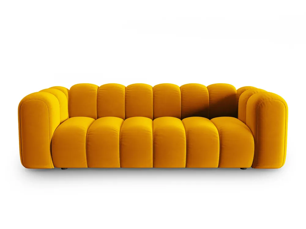 Sofa sametová 3-osobová LUPINE hořčicová