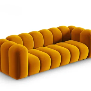 Sofa sametová 3-osobová LUPINE hořčicová