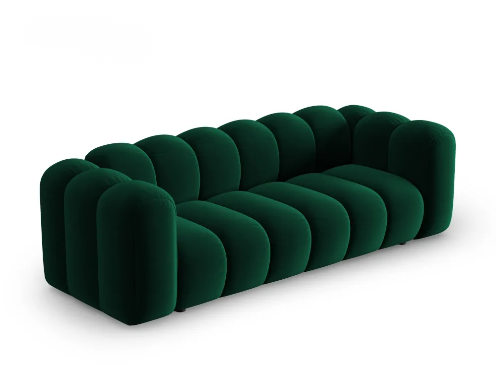 Sofa sametová 3-osobová LUPINE lahvově zelená