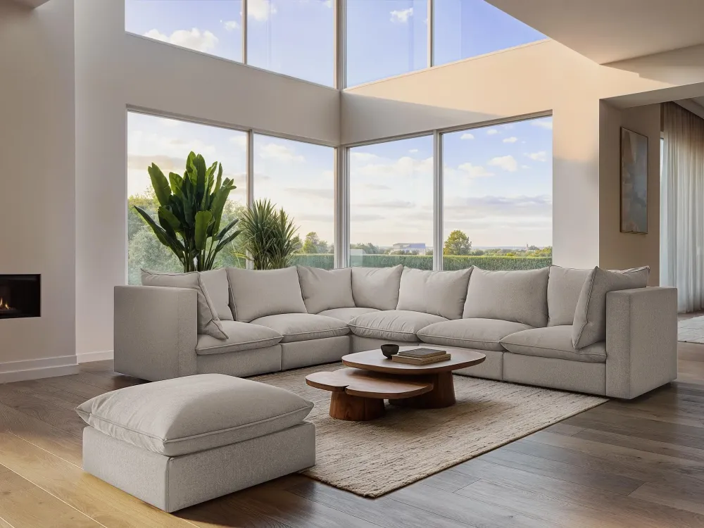 Sofa sametová 3-osobová MANAO šedá