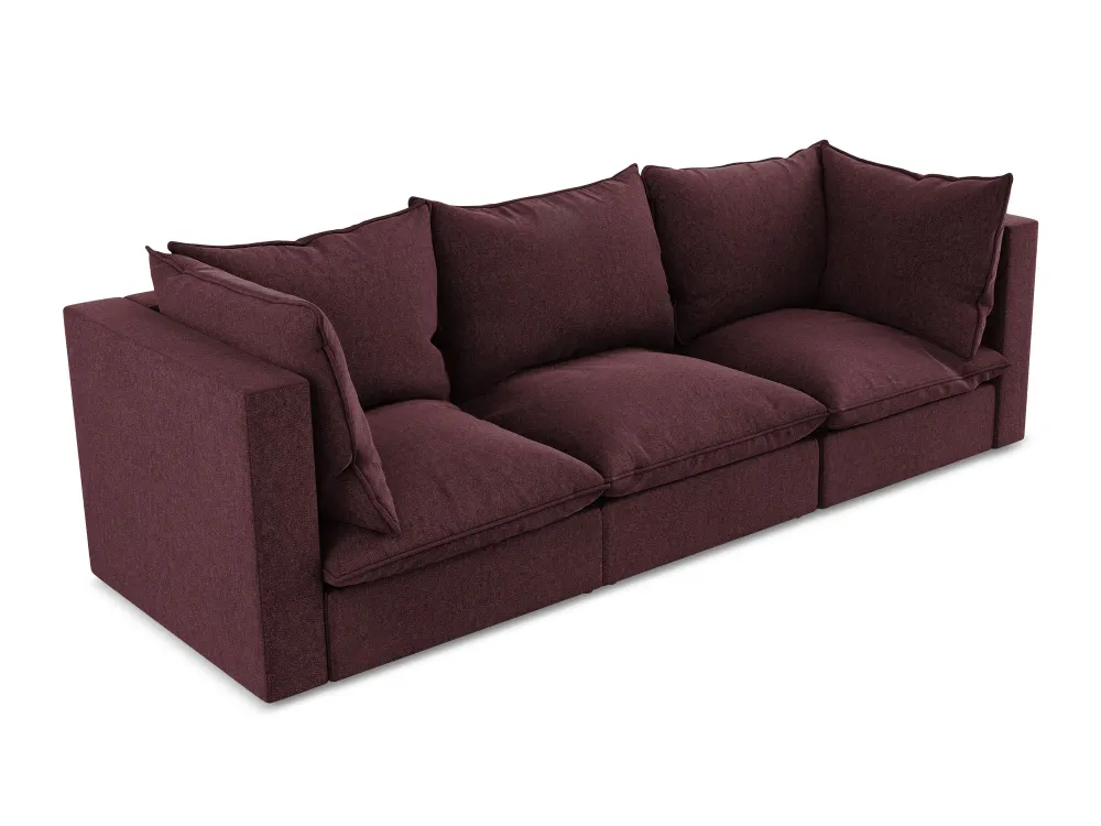 Sofa sametová 3-osobová MANAO bordová