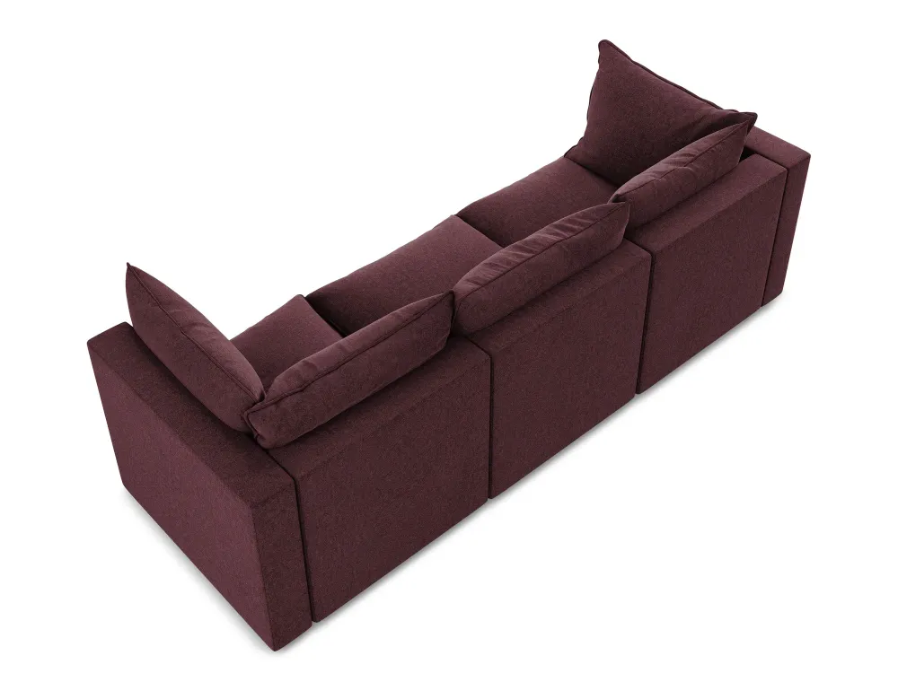 Sofa sametová 3-osobová MANAO bordová