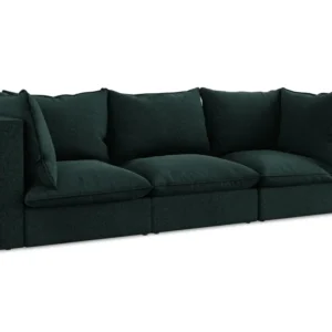 Sofa sametová 3-osobová MANAO šedozelená