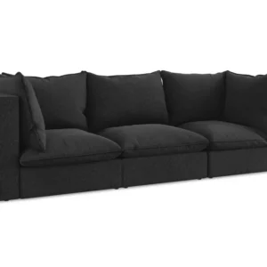 Sofa sametová 3-osobová MANAO černá