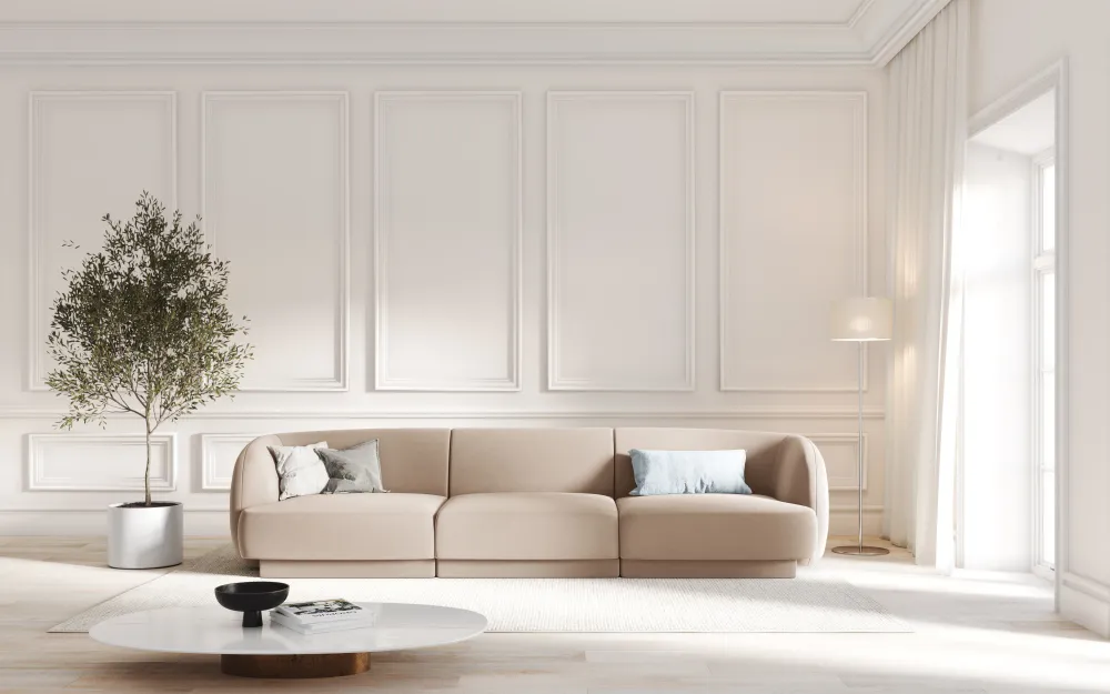 Sofa sametová 3-osobová MILEY cappuccino