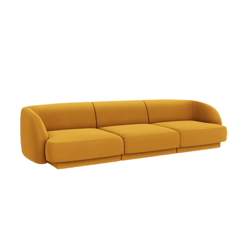Sofa sametová 3-osobová MILEY žlutá