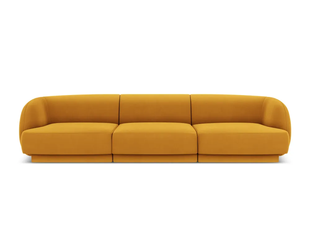 Sofa sametová 3-osobová MILEY žlutá