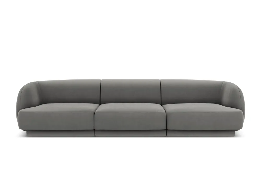 Sofa sametová 3-osobová MILEY světle šedá
