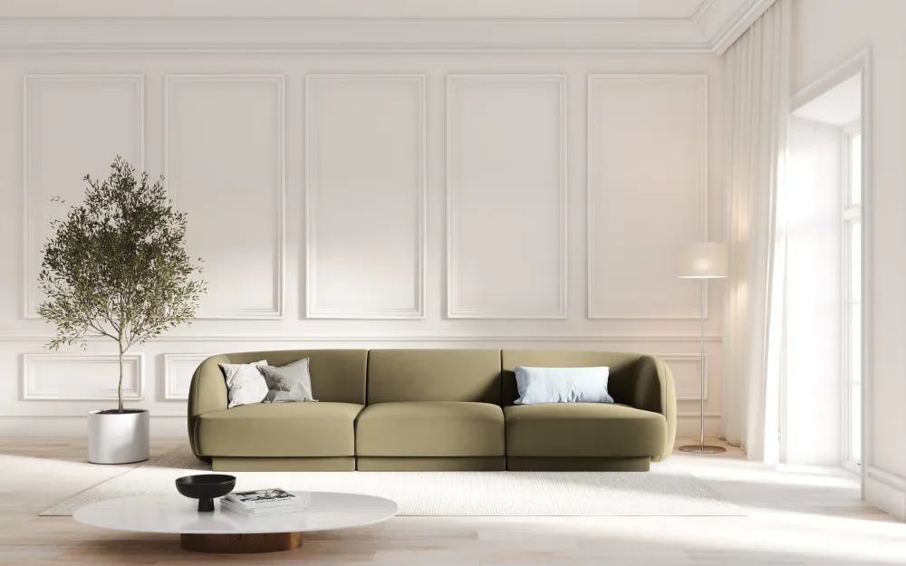 Sofa sametová 3-osobová MILEY zelená