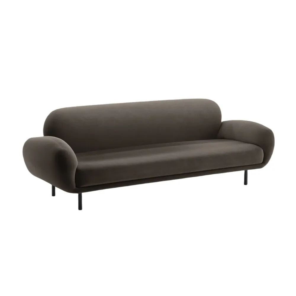Sofa sametová 3-osobová POPPY ebenová