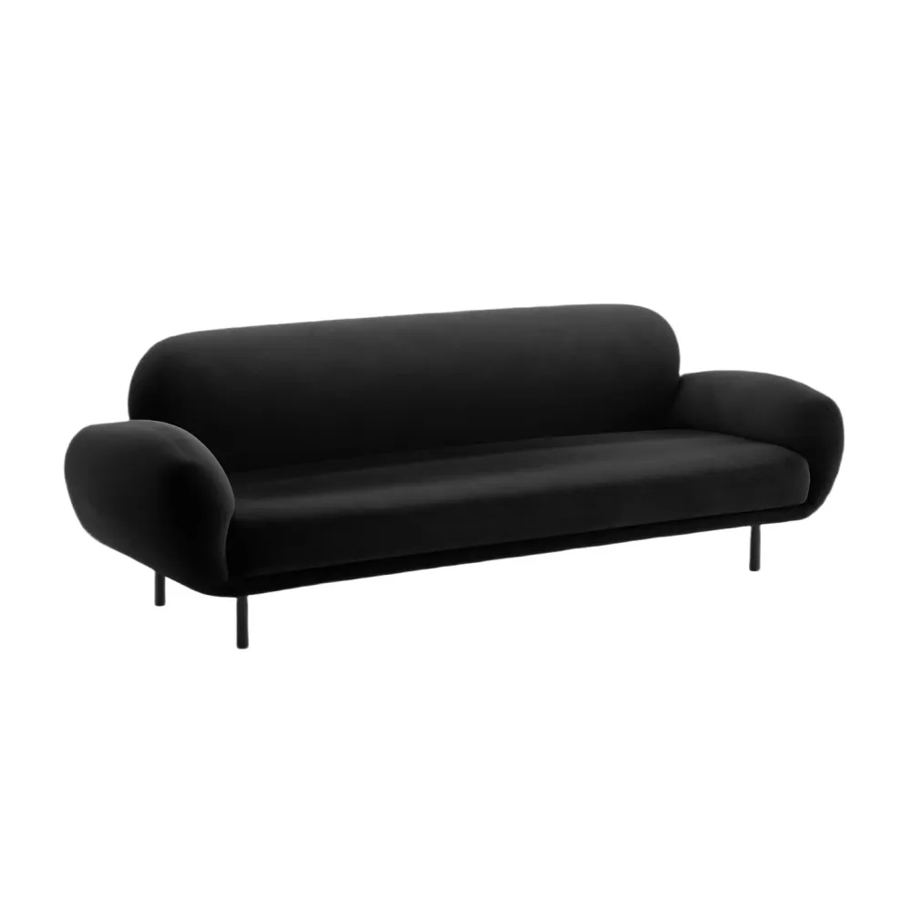 Sofa sametová 3-osobová POPPY černá