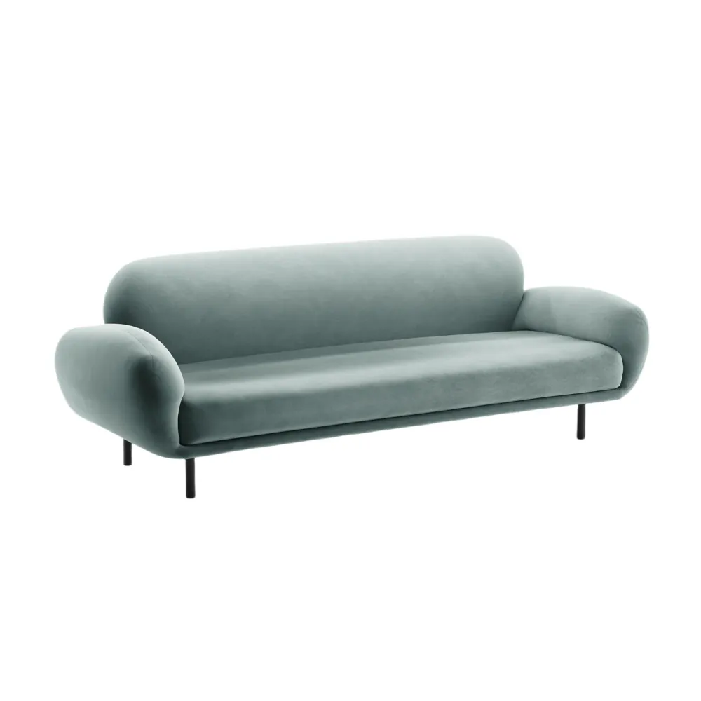 Sofa sametová 3-osobová POPPY jasně modrá