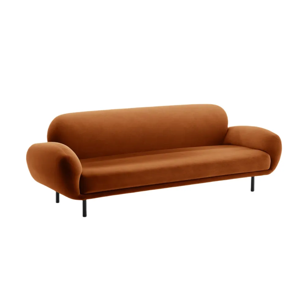 Sofa sametová 3-osobová POPPY terakota