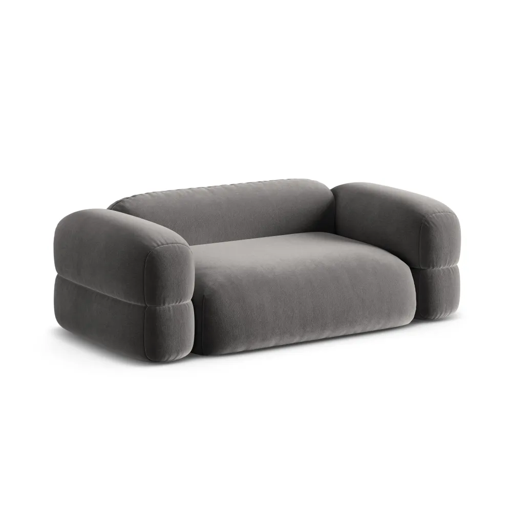 Sofa sametová 3-osobová ROGER šedá