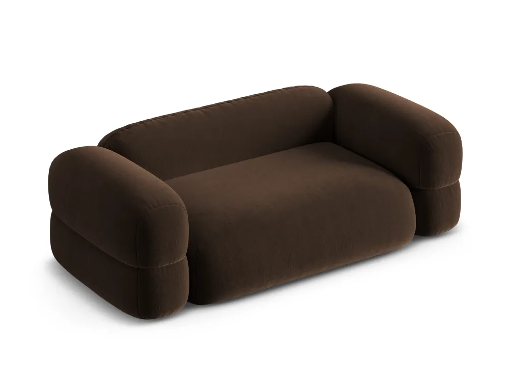 Sofa sametová 3-osobová ROGER čokoládová