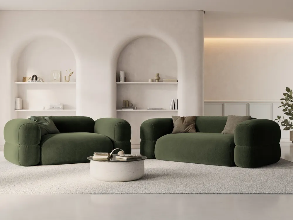 Sofa sametová 3-osobová ROGER olivová