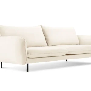 Sofa sametová 3-osobová VIENNA béžová s černým podstavcem