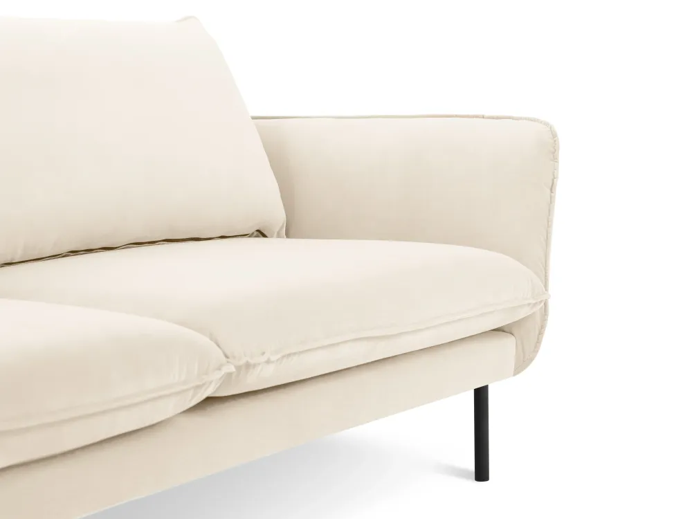Sofa sametová 3-osobová VIENNA béžová s černým podstavcem
