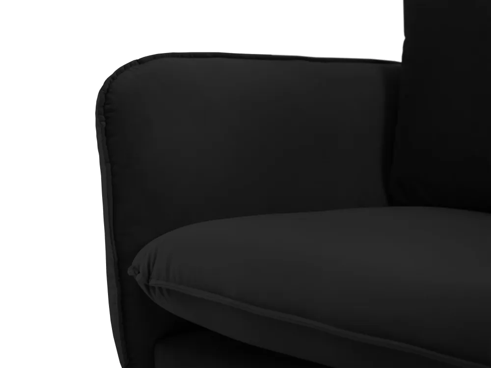 Sofa sametová 3-osobová VIENNA černá s černým podstavcem