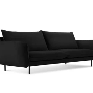 Sofa sametová 3-osobová VIENNA černá s černým podstavcem