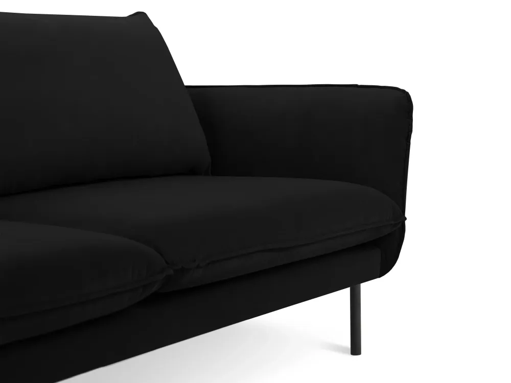 Sofa sametová 3-osobová VIENNA černá s černým podstavcem