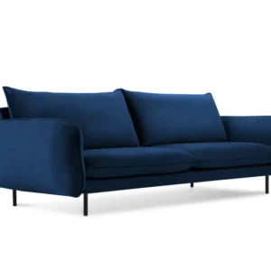 Sofa sametová 3-osobová VIENNA královská modrá s černým podstavcem
