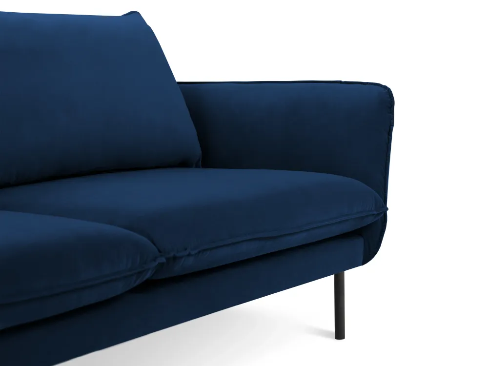 Sofa sametová 3-osobová VIENNA královská modrá s černým podstavcem