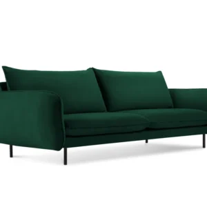 Sofa sametová 3-osobová VIENNA lahvově zelená s černým podstavcem