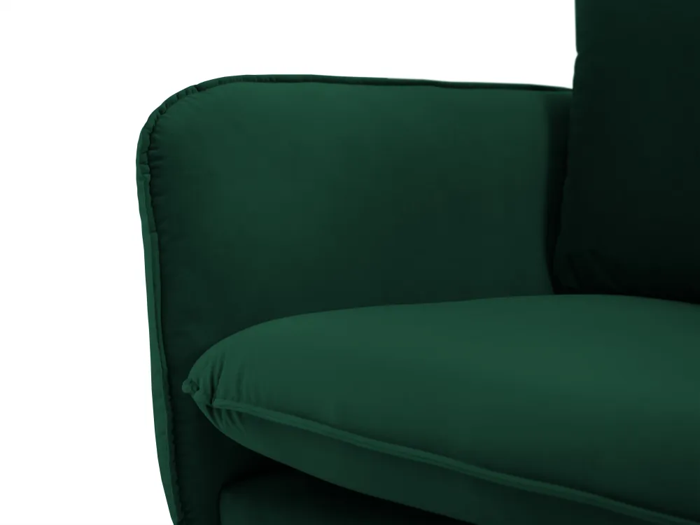 Sofa sametová 3-osobová VIENNA lahvově zelená s černým podstavcem