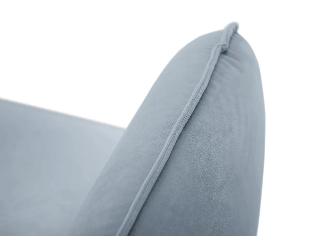 Sofa sametová 3-osobová VIENNA světle modrá s černým podstavcem