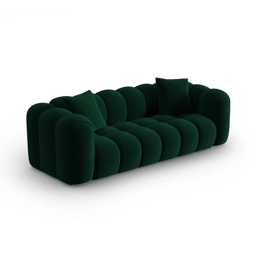 Sofa sametová 4-osobová ASTRO lahvově zelená