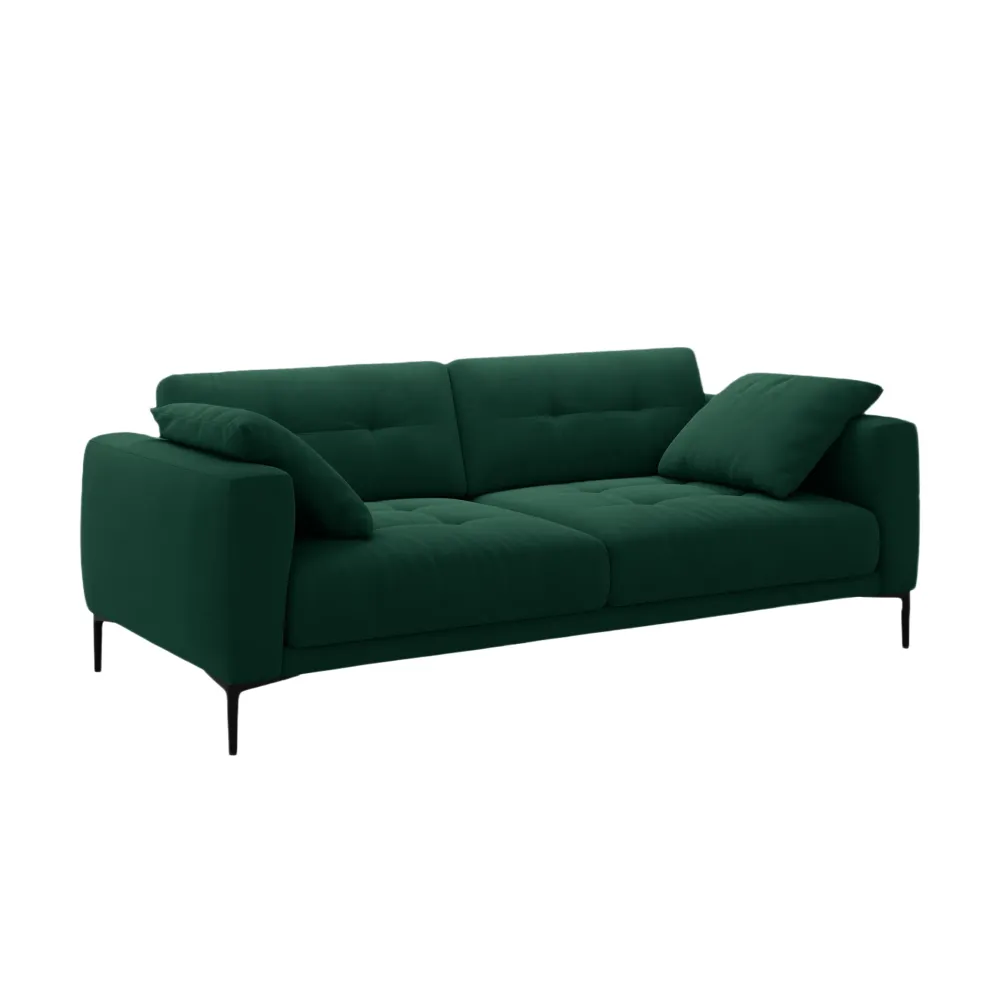 Sofa sametová 4-osobová BEMY lahvově zelená