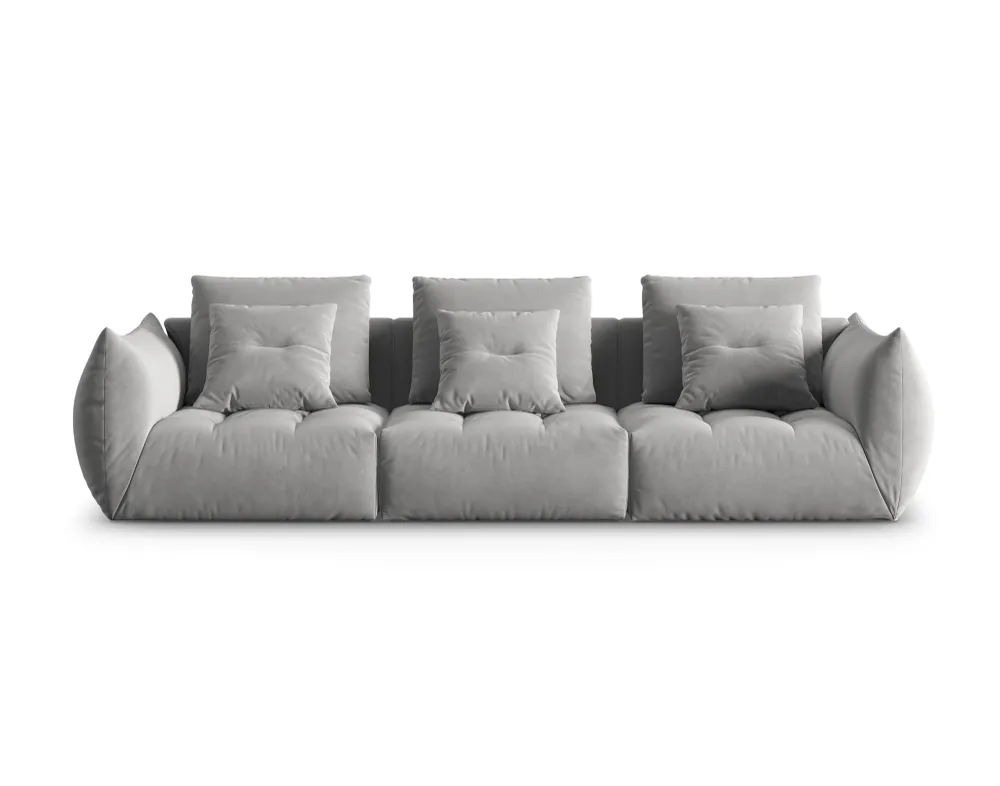 Sofa sametová 4-osobová BLOOM šedá
