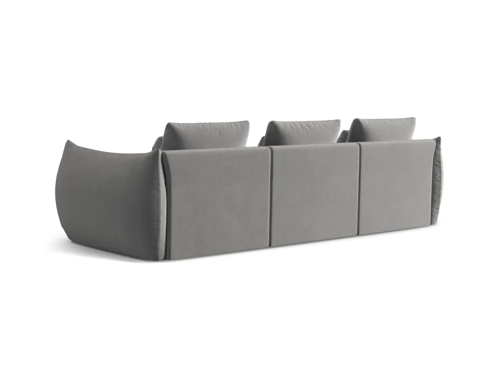 Sofa sametová 4-osobová BLOOM šedá
